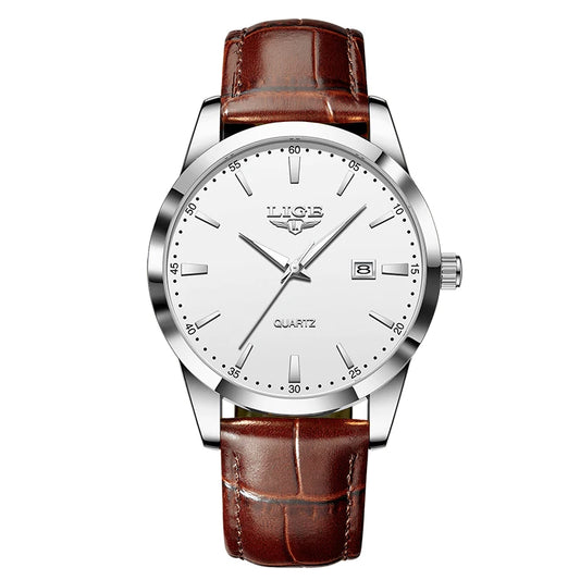LIGE Gold Classic Leather Men’s Watch