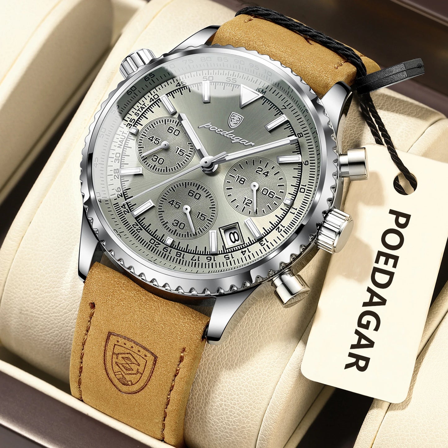 Poedagar Chronograph Leather 40mm Men’s Watch