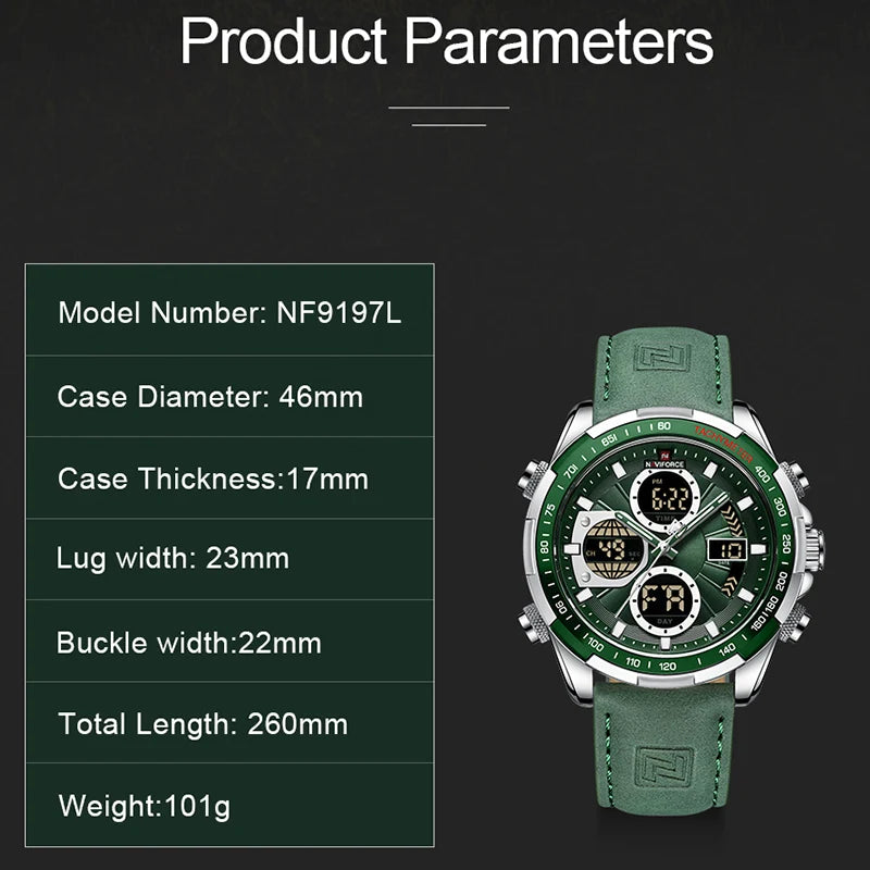 Naviforce NF9197 Green Dual-Display Sport Watch