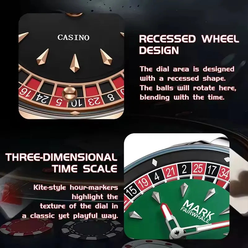 Mark Fairwhale Roulette Dial Stainless Steel Luxury Watch