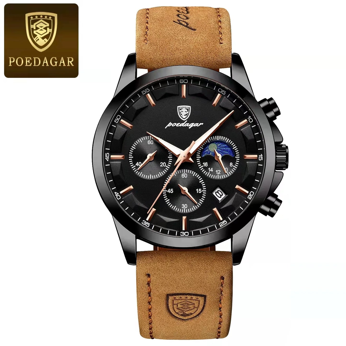 Poedagar Men’s Leather Chronograph Premium Watch