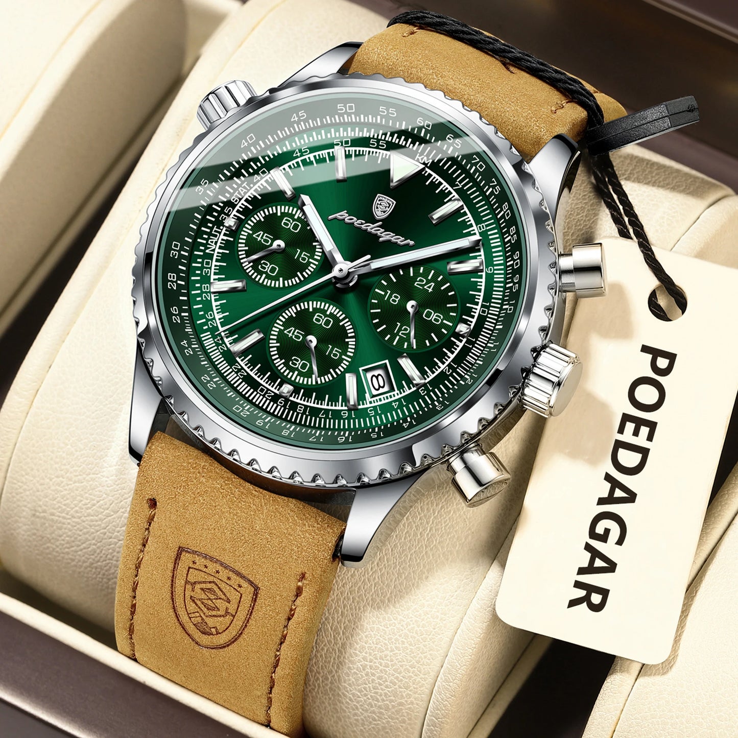 Poedagar Chronograph Leather 40mm Men’s Watch