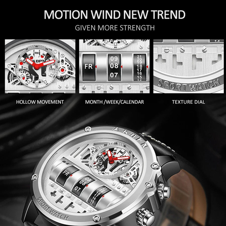 Yashidun Skeleton Automatic Watch with Full Calendar