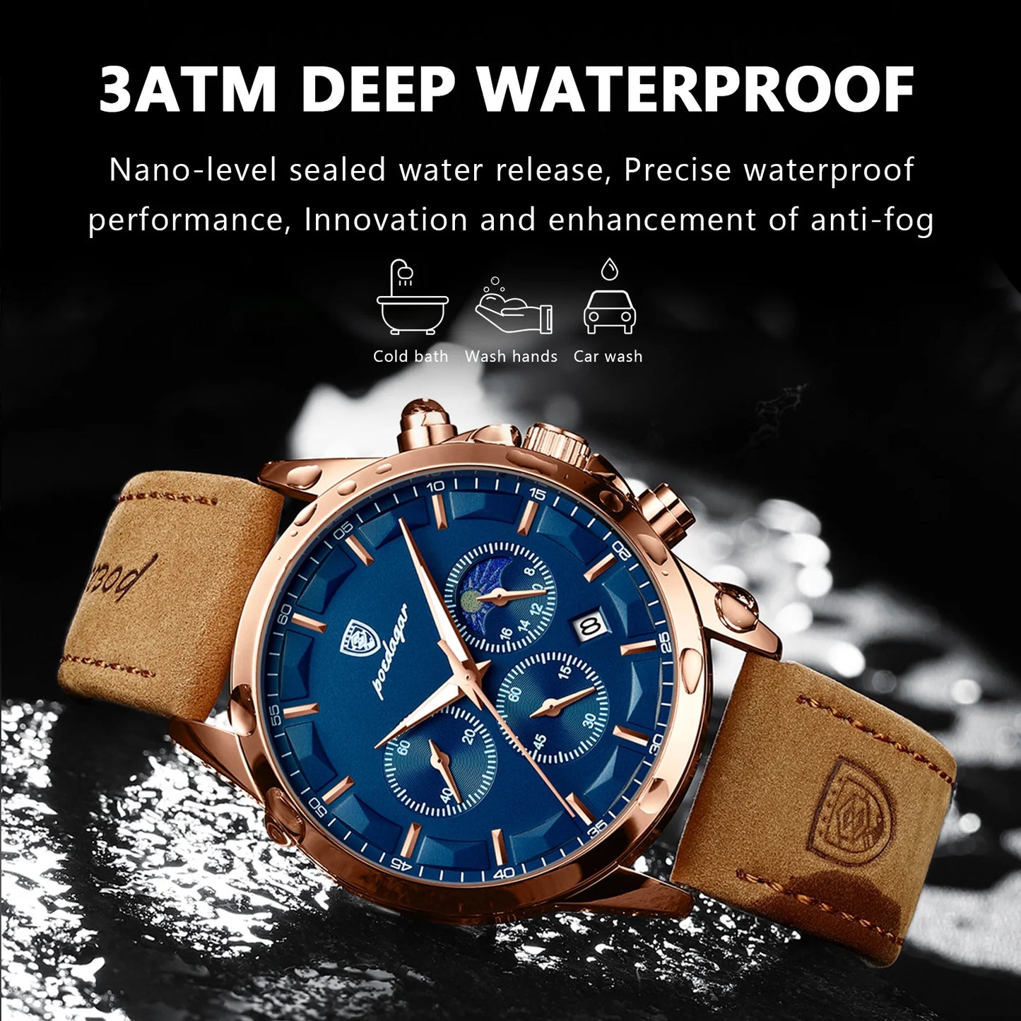 Poedagar Men’s Leather Chronograph Premium Watch