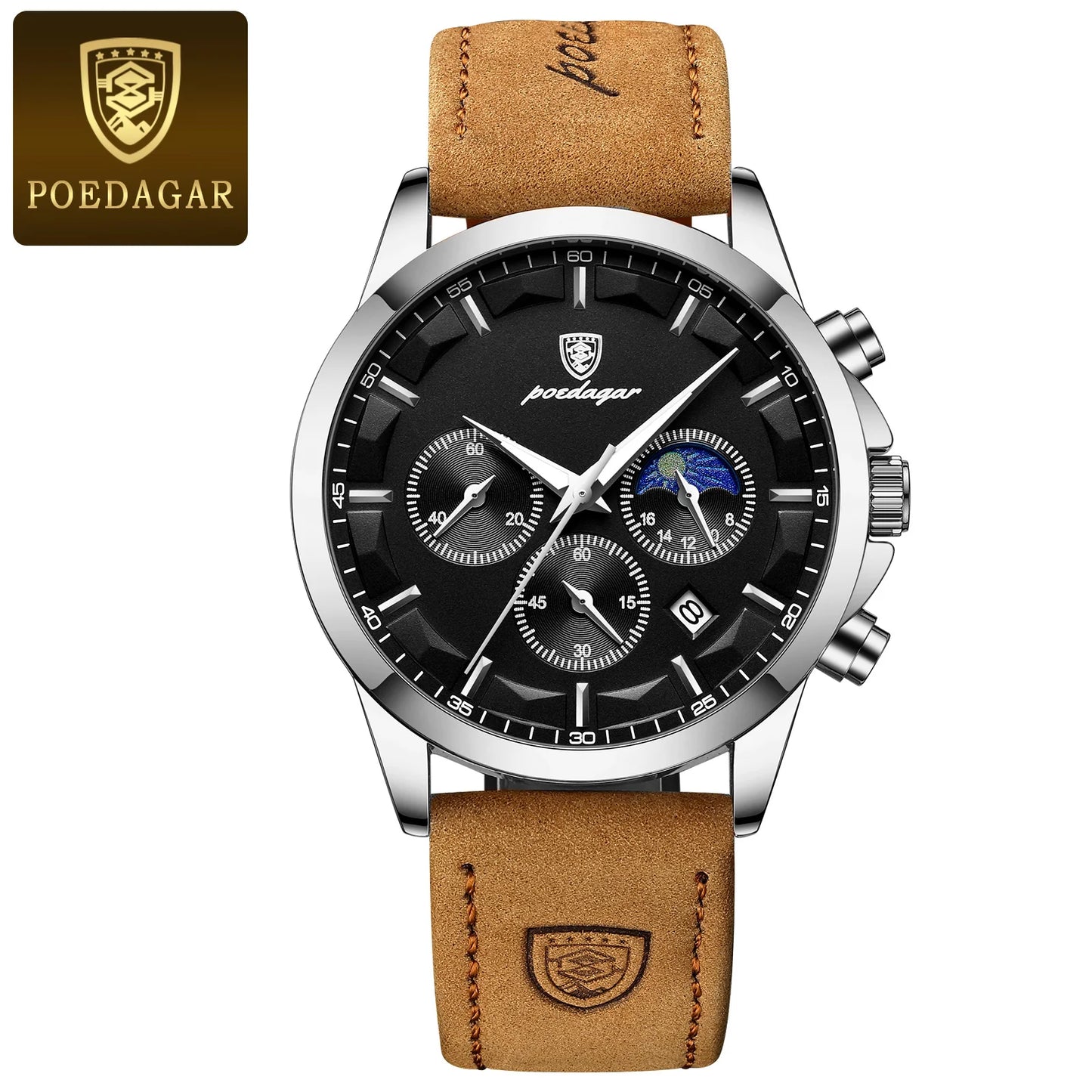 Poedagar Men’s Leather Chronograph Premium Watch