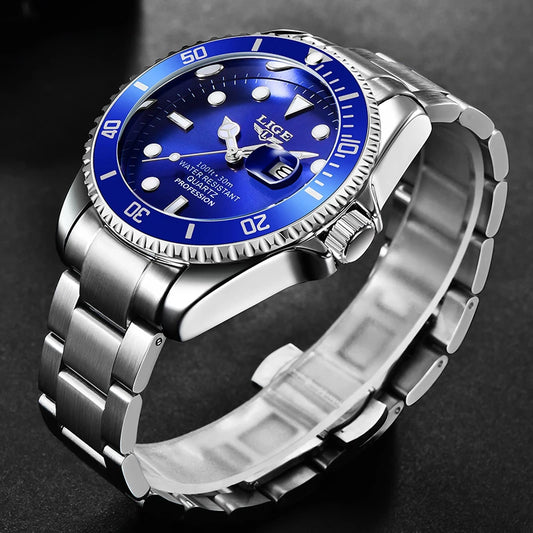 LIGE Top Luxury Watches For Men Fashion 30M Waterproof Luminous Date Quartz Wristwatches Casual Business Mens Watch Roloj Hombre