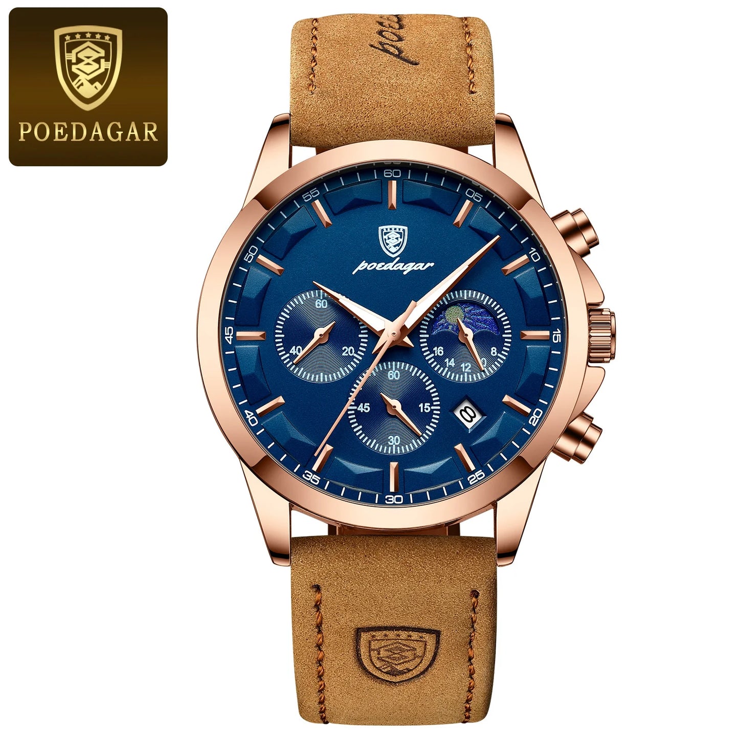 Poedagar Men’s Leather Chronograph Premium Watch
