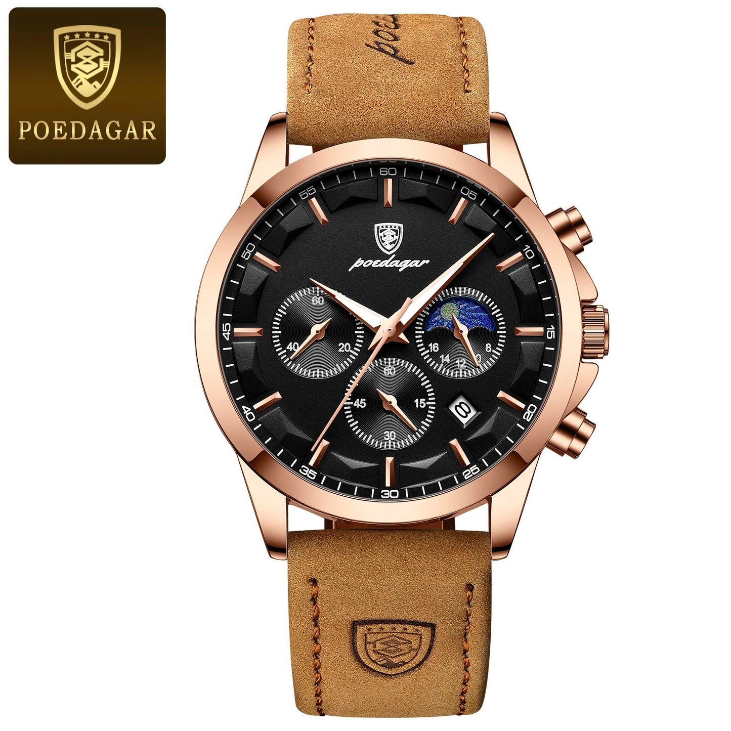 Poedagar Men’s Leather Chronograph Premium Watch
