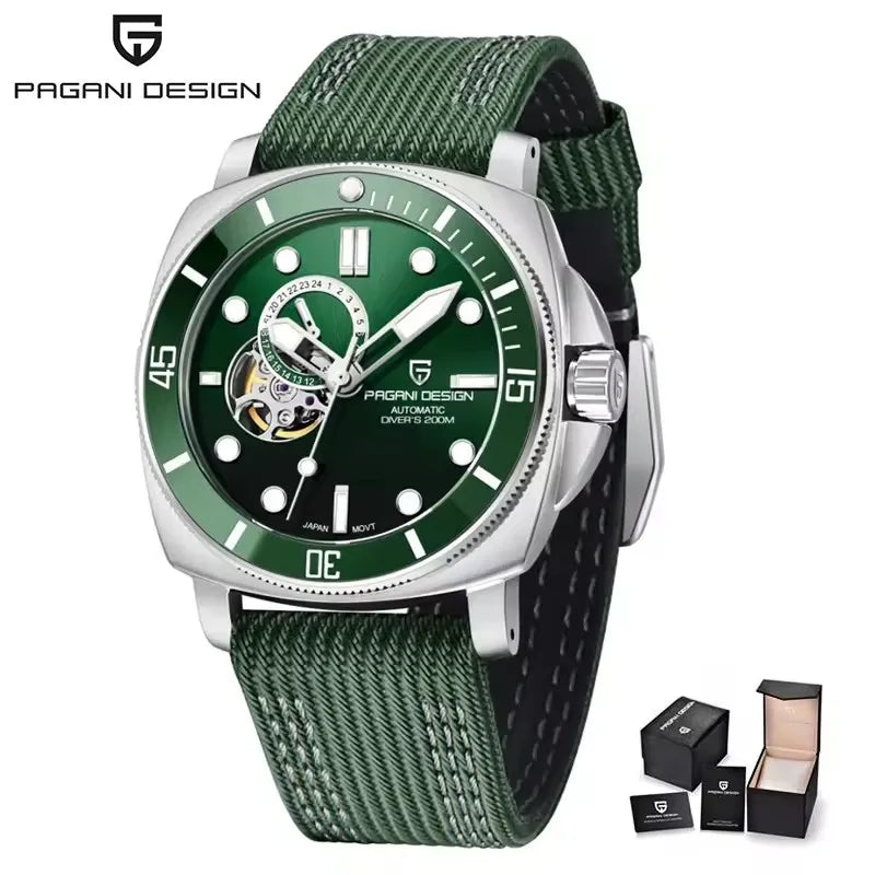 Pagani Design Blue Automatic Open-Heart Sapphire Watch