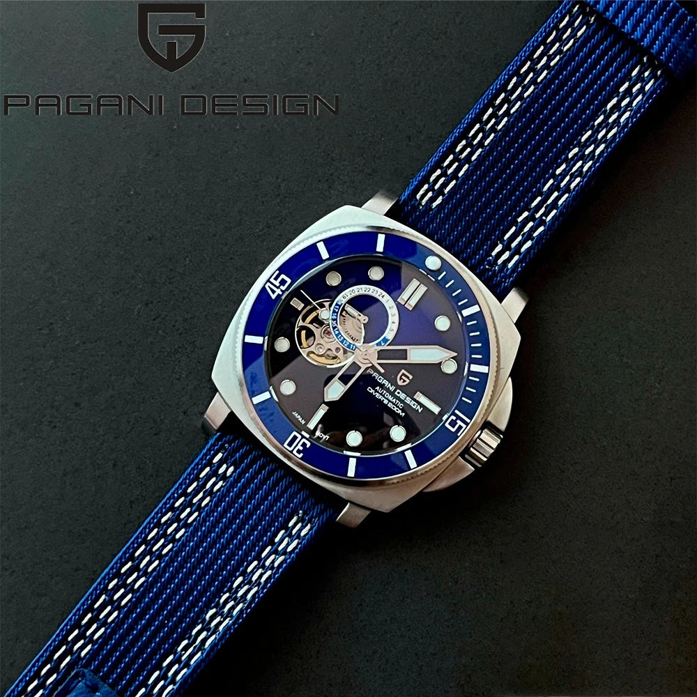 Pagani Design Blue Automatic Open-Heart Sapphire Watch