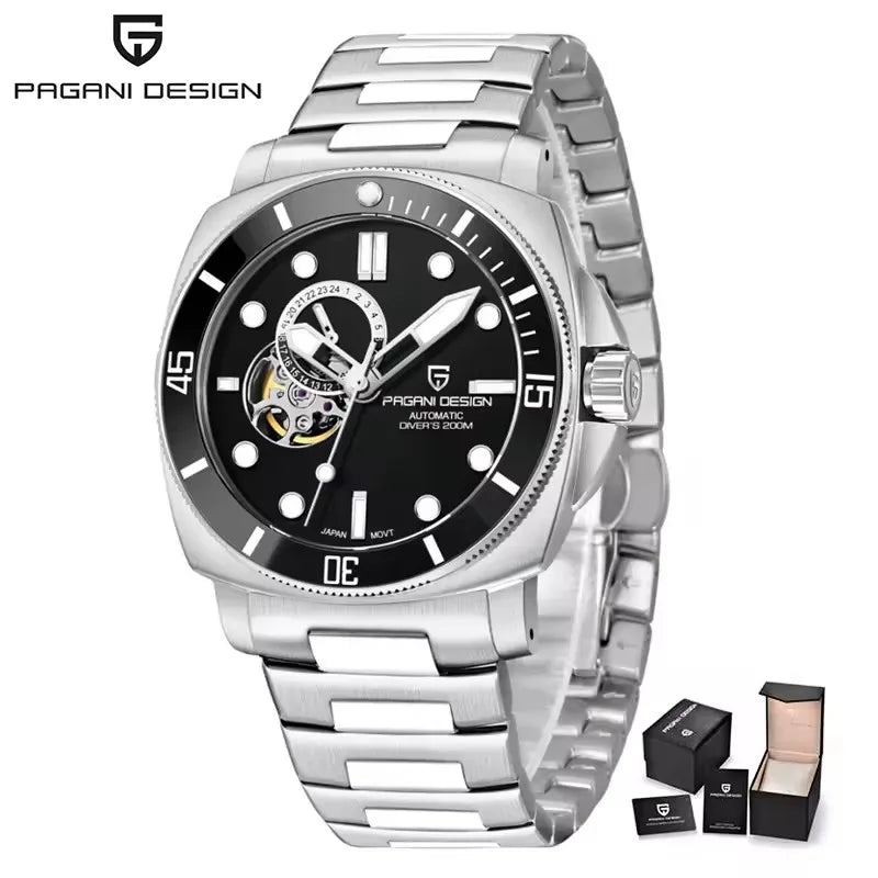 Pagani Design Blue Automatic Open-Heart Sapphire Watch