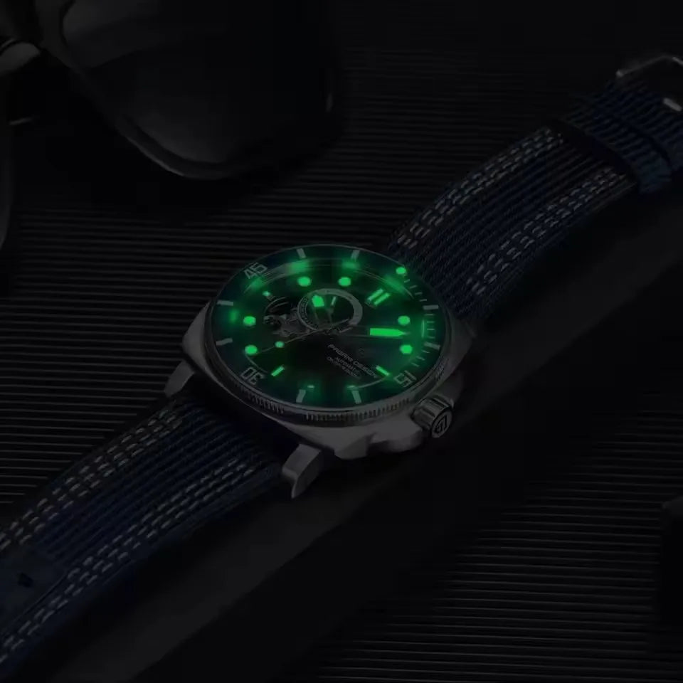 Pagani Design Blue Automatic Open-Heart Sapphire Watch