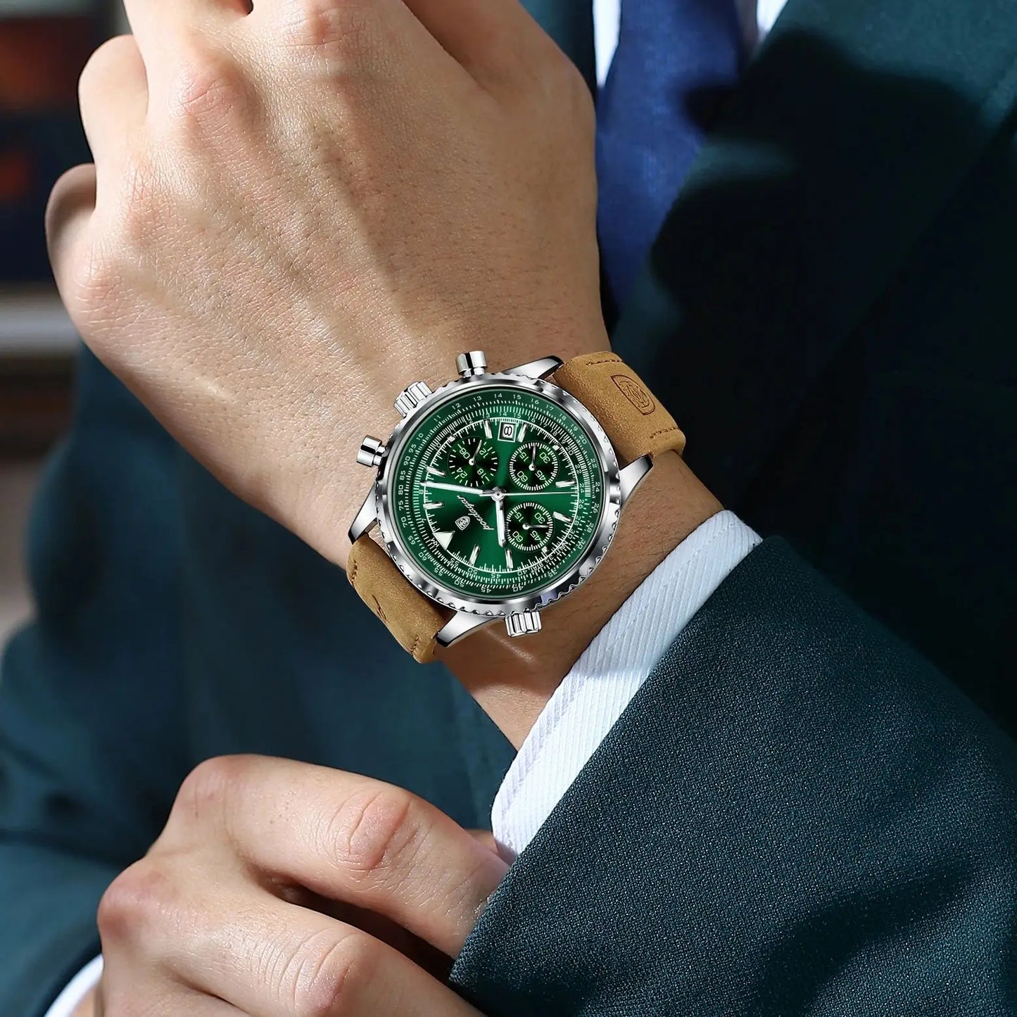 Poedagar Chronograph Leather 40mm Men’s Watch