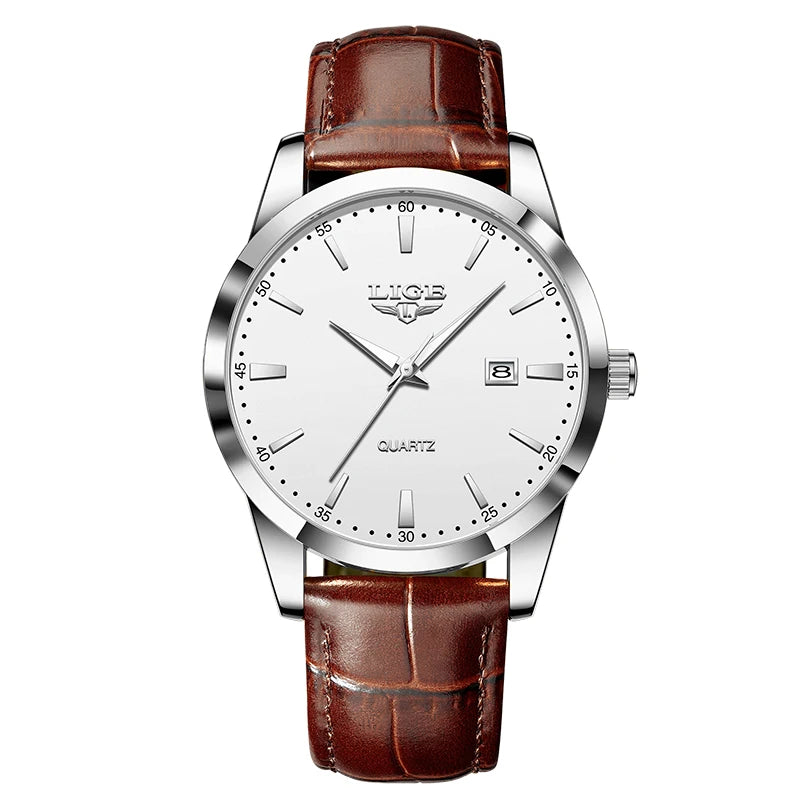 LIGE Gold Classic Leather Men’s Watch