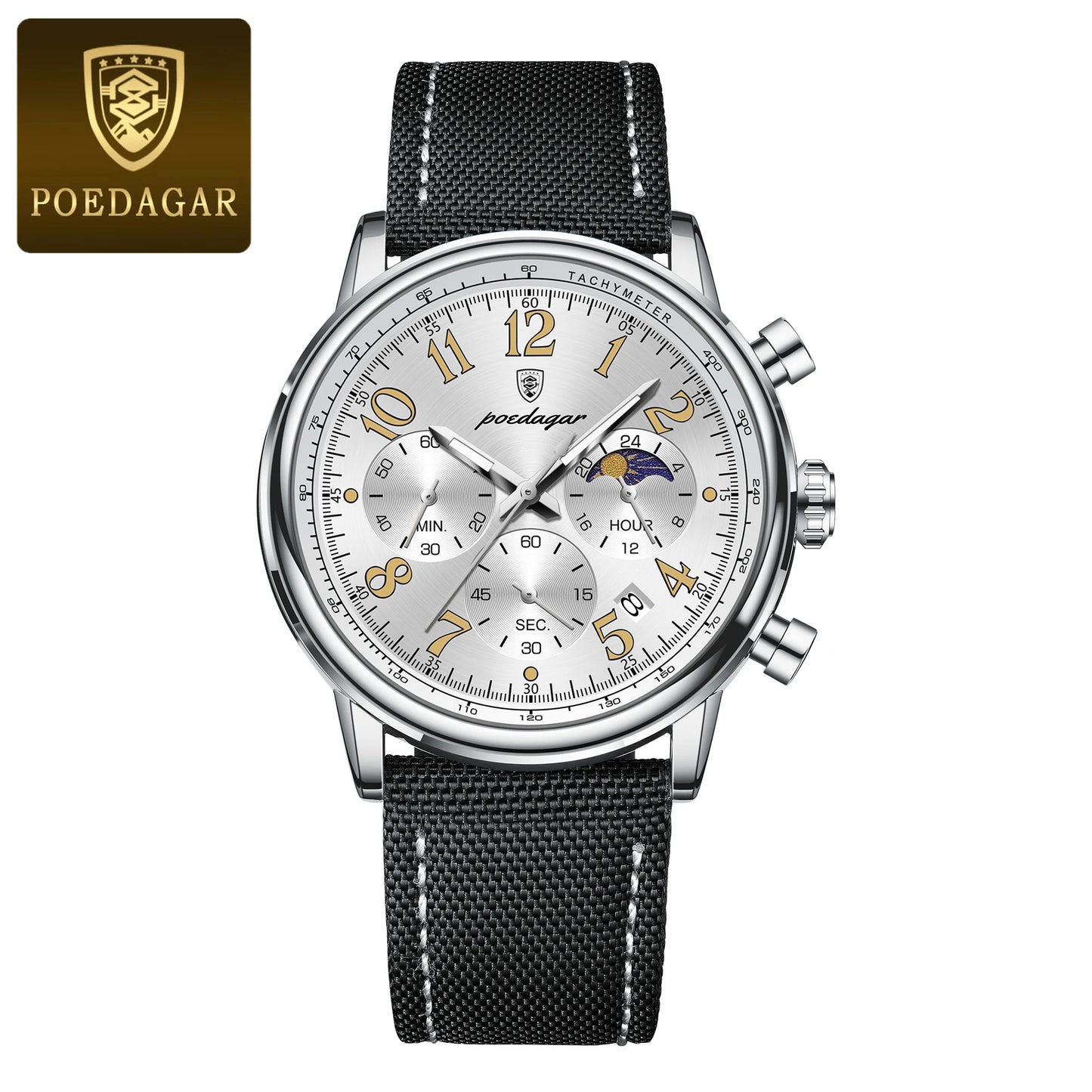 POEDAGAR 808 Men’s Quartz Watch – Moon Phase, Luminous Dial