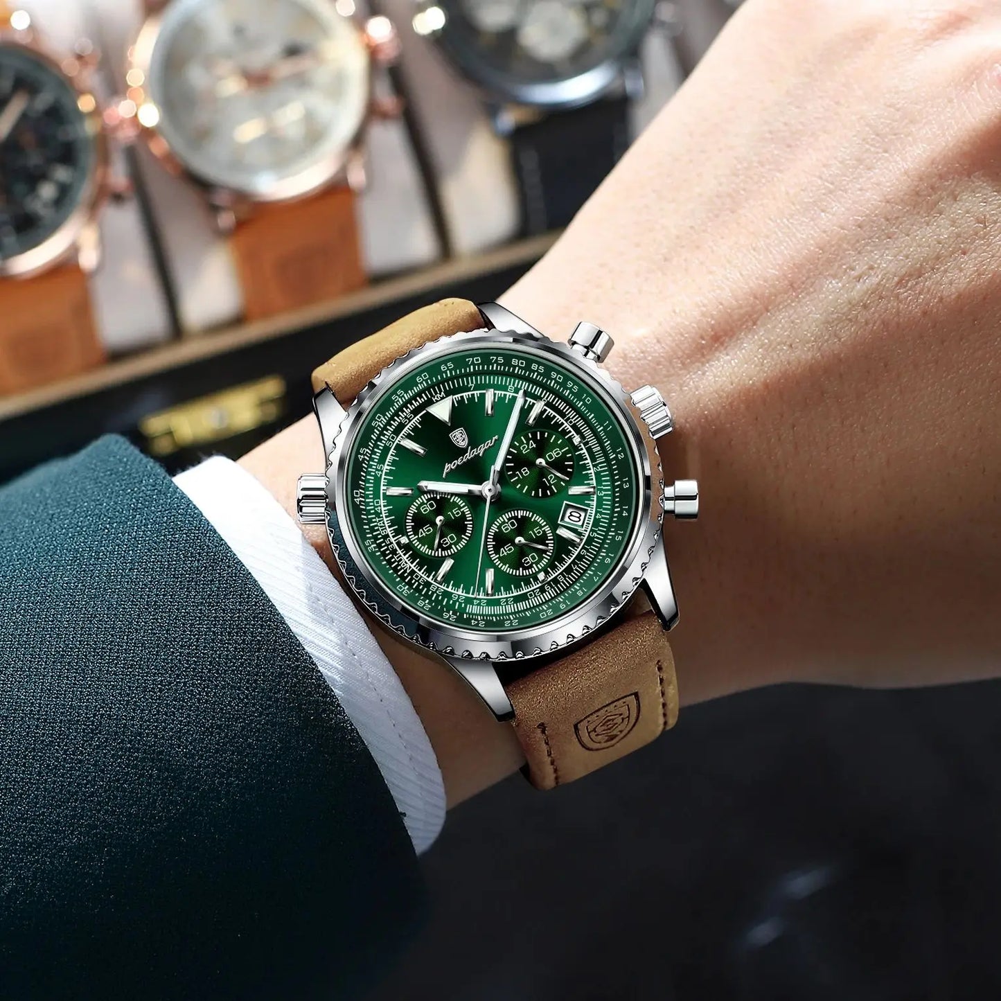 Poedagar Chronograph Leather 40mm Men’s Watch