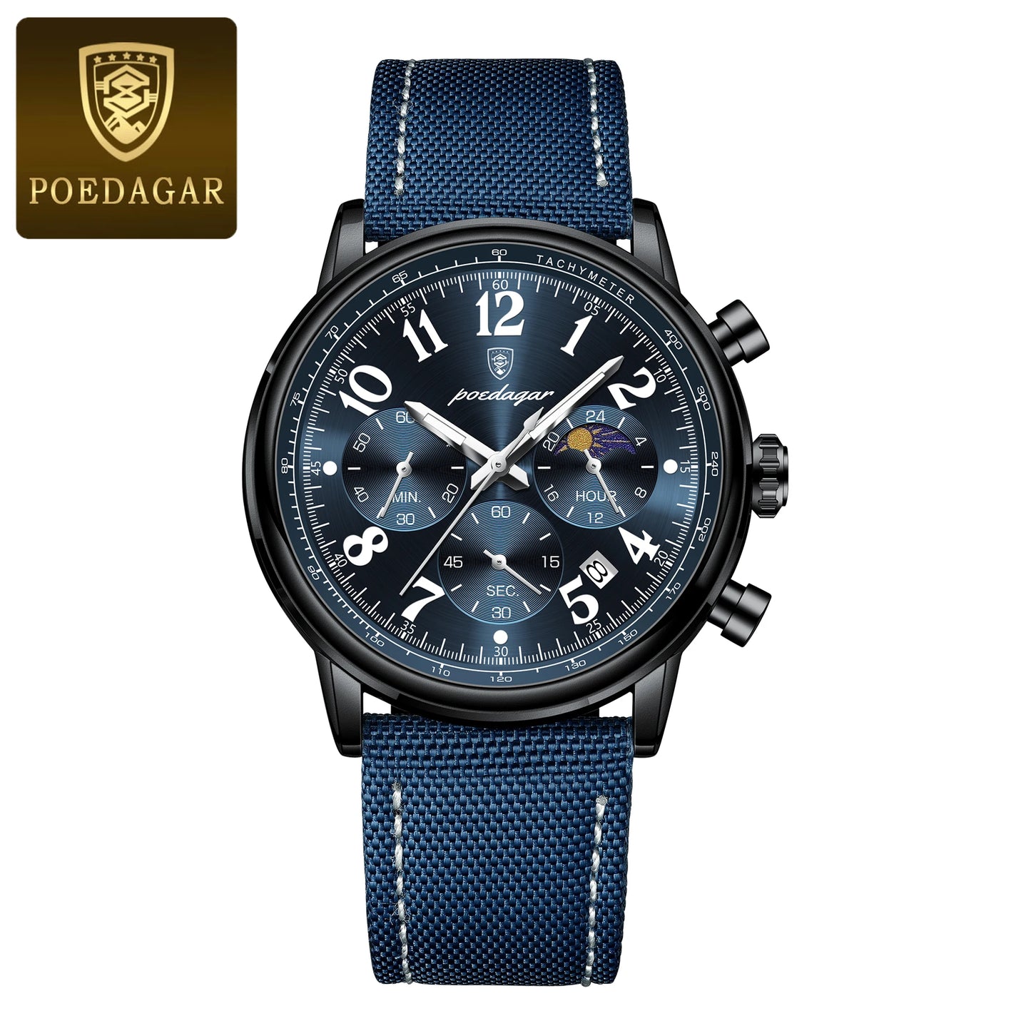 POEDAGAR 808 Men’s Quartz Watch – Moon Phase, Luminous Dial