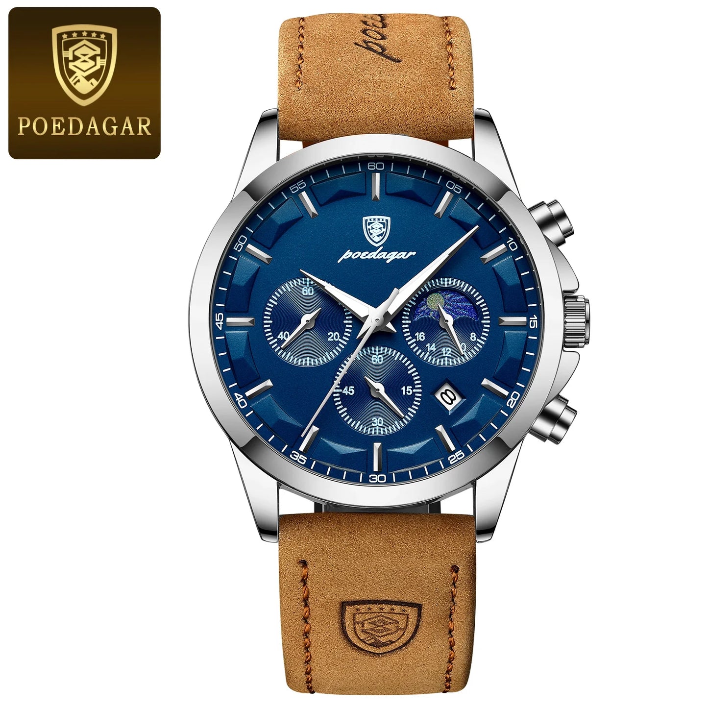Poedagar Men’s Leather Chronograph Premium Watch