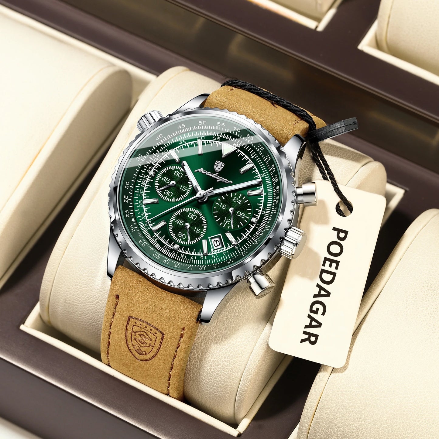 Poedagar Chronograph Leather 40mm Men’s Watch