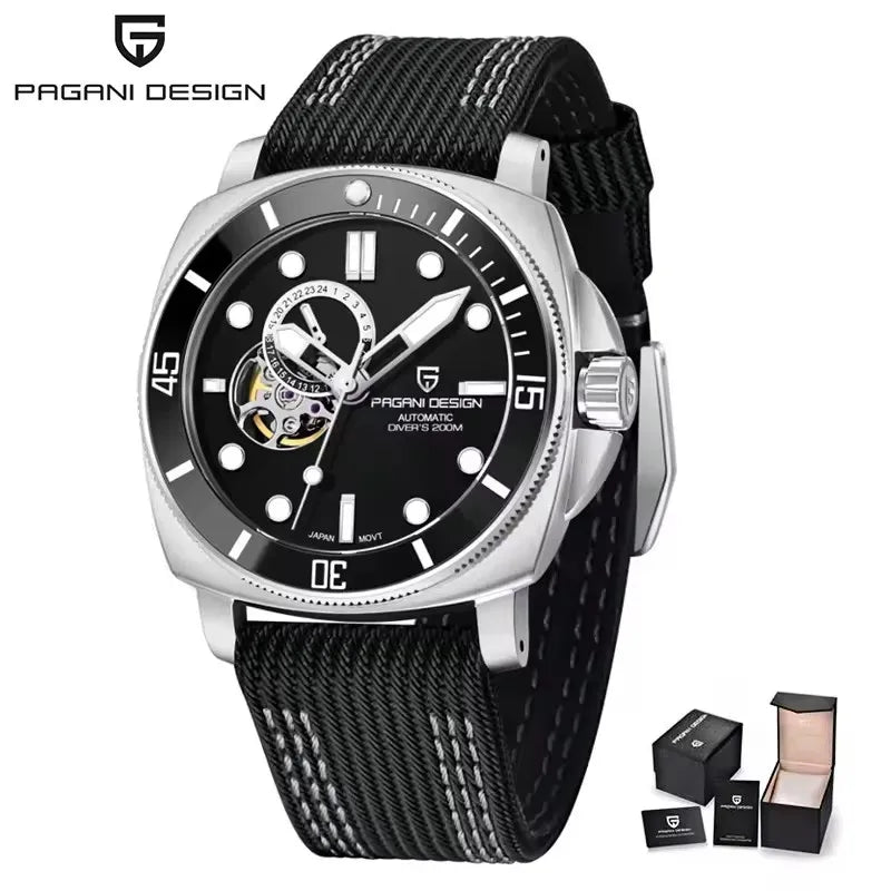 Pagani Design Blue Automatic Open-Heart Sapphire Watch