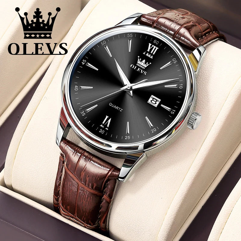 OLEVS Classic Luxury Leather Quartz Watch