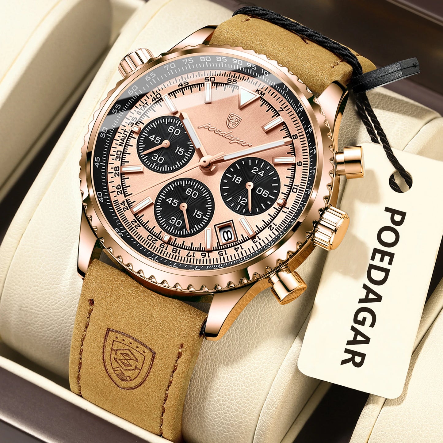 Poedagar Chronograph Leather 40mm Men’s Watch