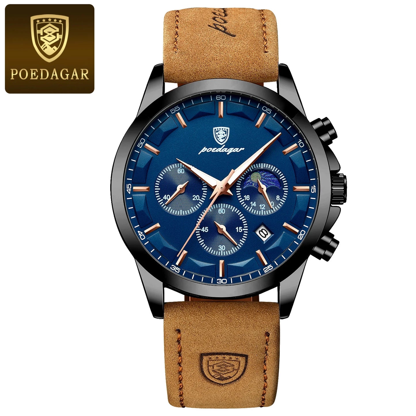 Poedagar Men’s Leather Chronograph Premium Watch