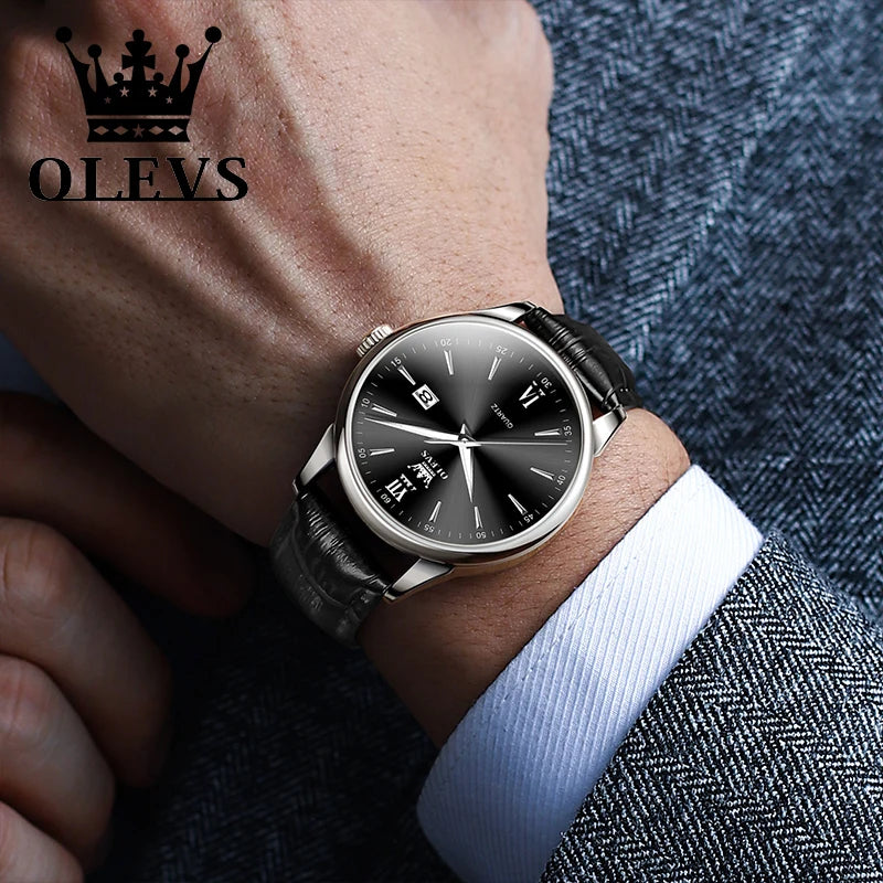 OLEVS Classic Luxury Leather Quartz Watch